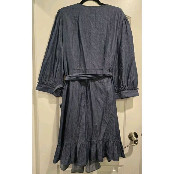 Draper James Wynonna Wrap Dress‎ In Chambray Dark Wash NWT Size 22X MSRP $125 - Picture 5 of 13